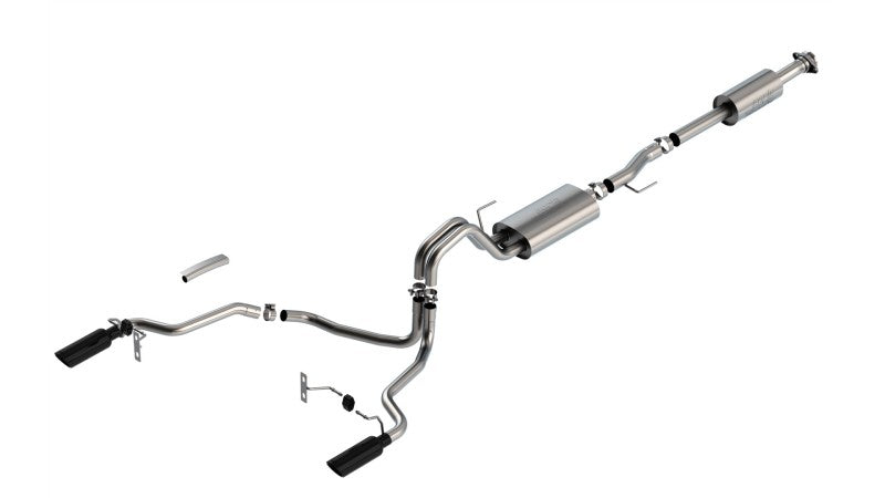 Borla 140862BC F-150 2021 2.7L/3.5L 4dr CC SB EC STB Lar/KingR/Plnm/LTD 3/2.25 SRE CB Touring BLK CHR Tips - #140862BC
