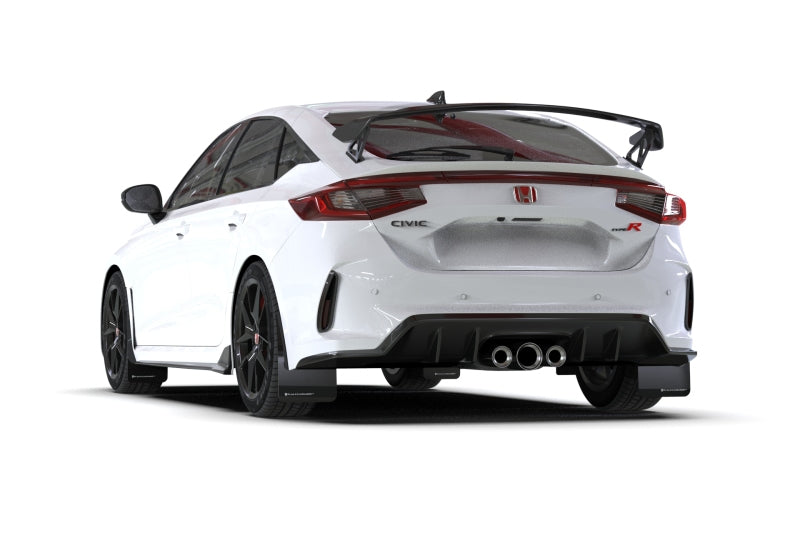 Rally Armor UR Mud Flaps - 2023-2025 Honda Civic - Black/White Logo - #MF97-UR-BLK-WH