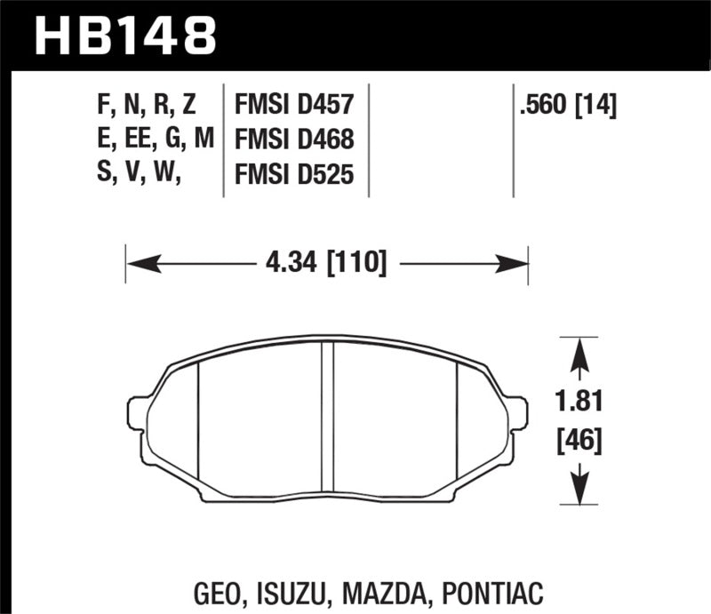 Hawk Performance HB148V.560 DTC-50 Motorsport Brake Pads