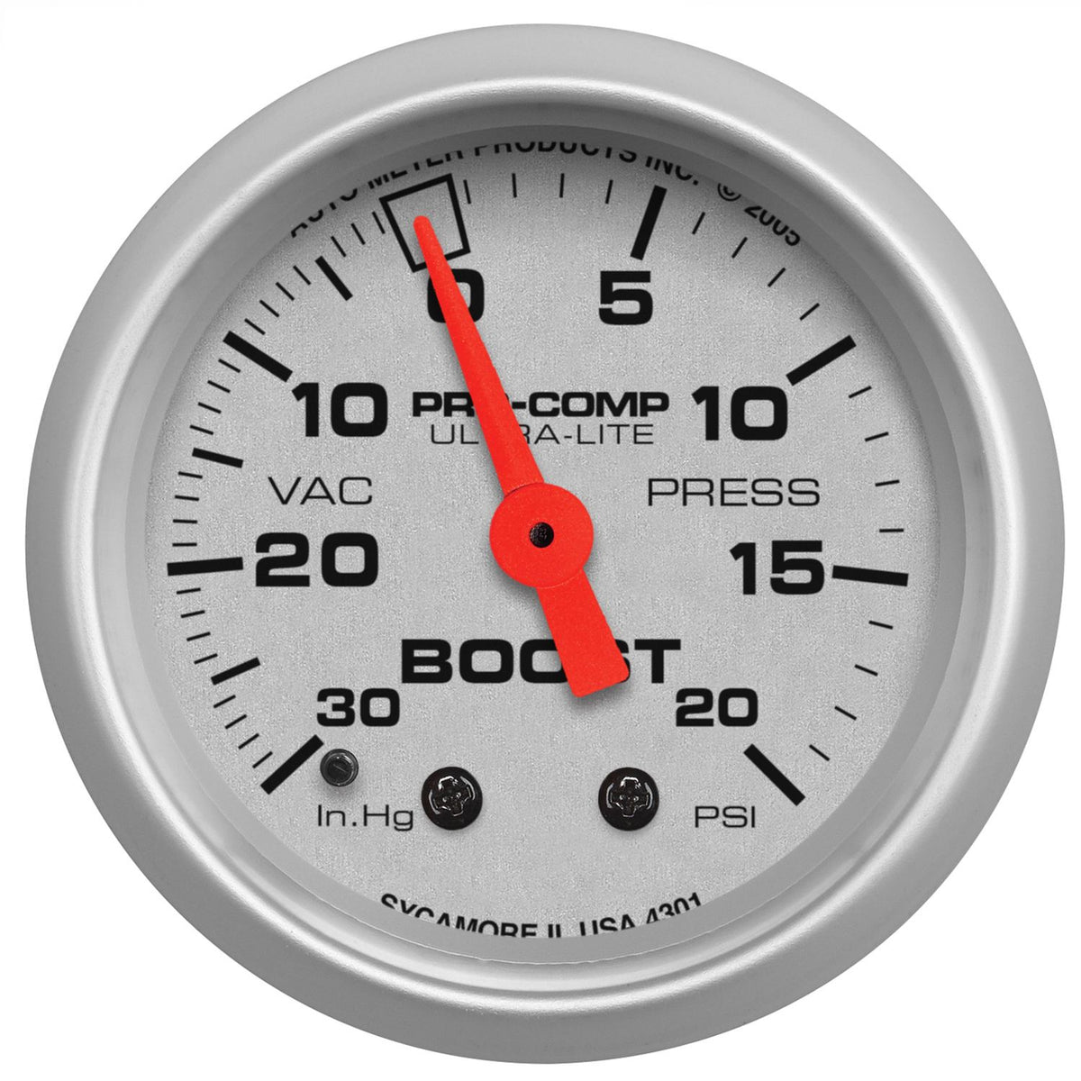 AutoMeter 4301 Ultra-Lite 52mm 20 PSI Mechanical Boost Gauge