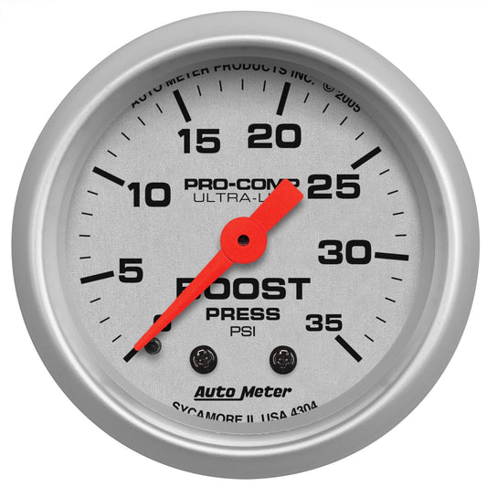 AutoMeter 4304 Ultra-Lite 52mm 35 PSI Mechanical Boost Gauge