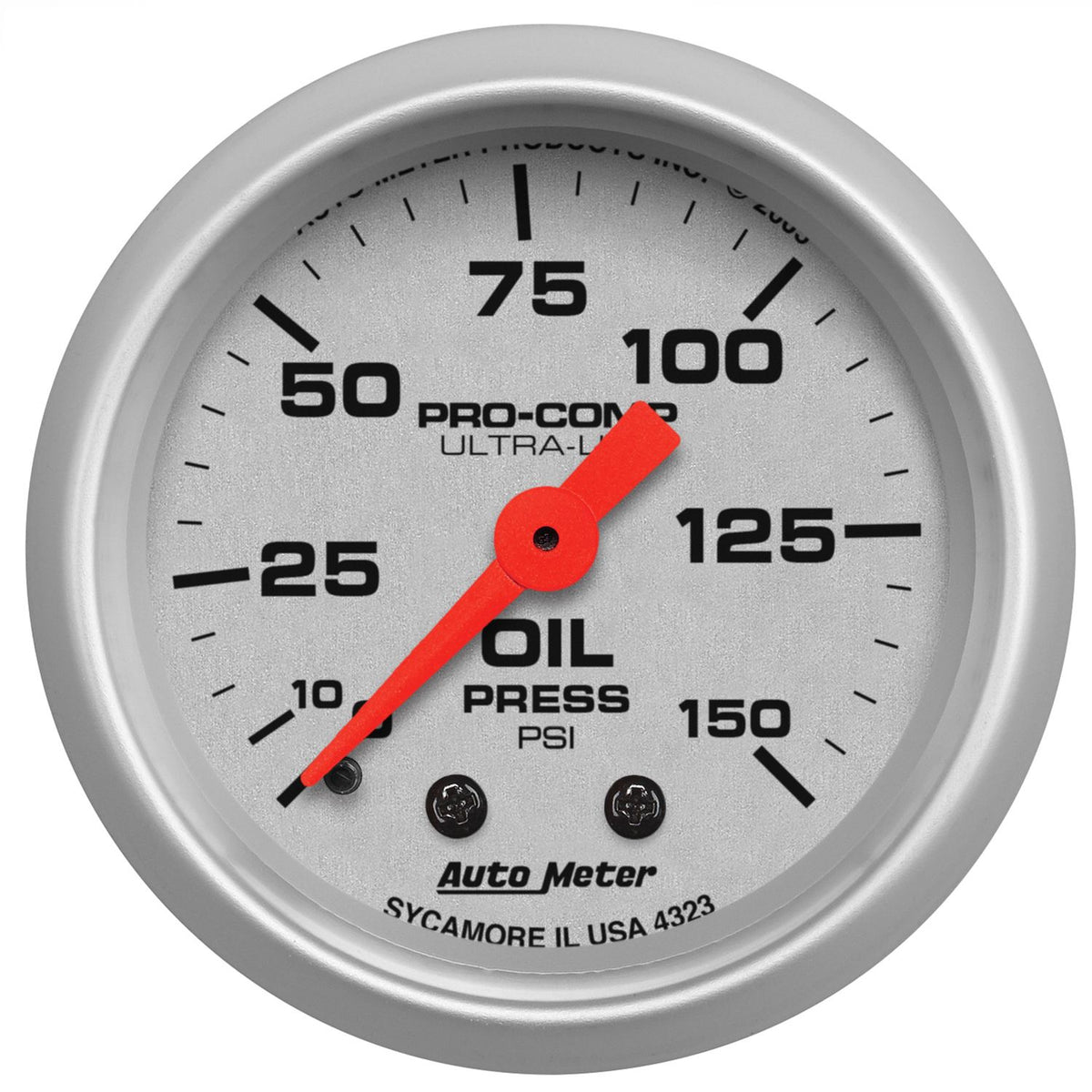 AutoMeter 4323 Ultra-Lite 52mm 0-150 PSI Mechanical Oil Pressure Gauge