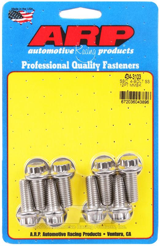 ARP 434-3103 for SB Chevy 4-Bolt SS 12pt Motor Mount Bolt Kit