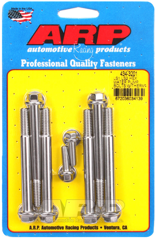 ARP 434-3201 for LS1 LS2 SS Hex Water Pump Bolts w/Thermostat Housing Bolts Kit