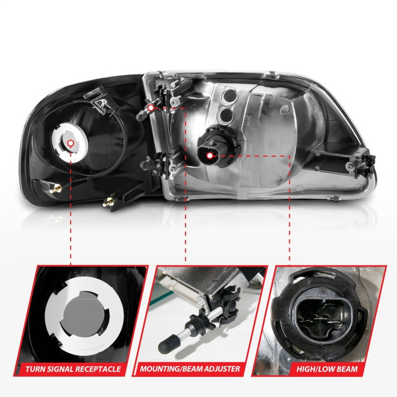 ANZO 1997-2003 Ford F-150 Crystal Headlights