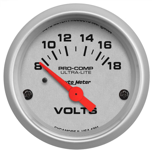 AutoMeter 4391 Ultra-Lite 52mm Short Sweep Electronic Voltage Gauge
