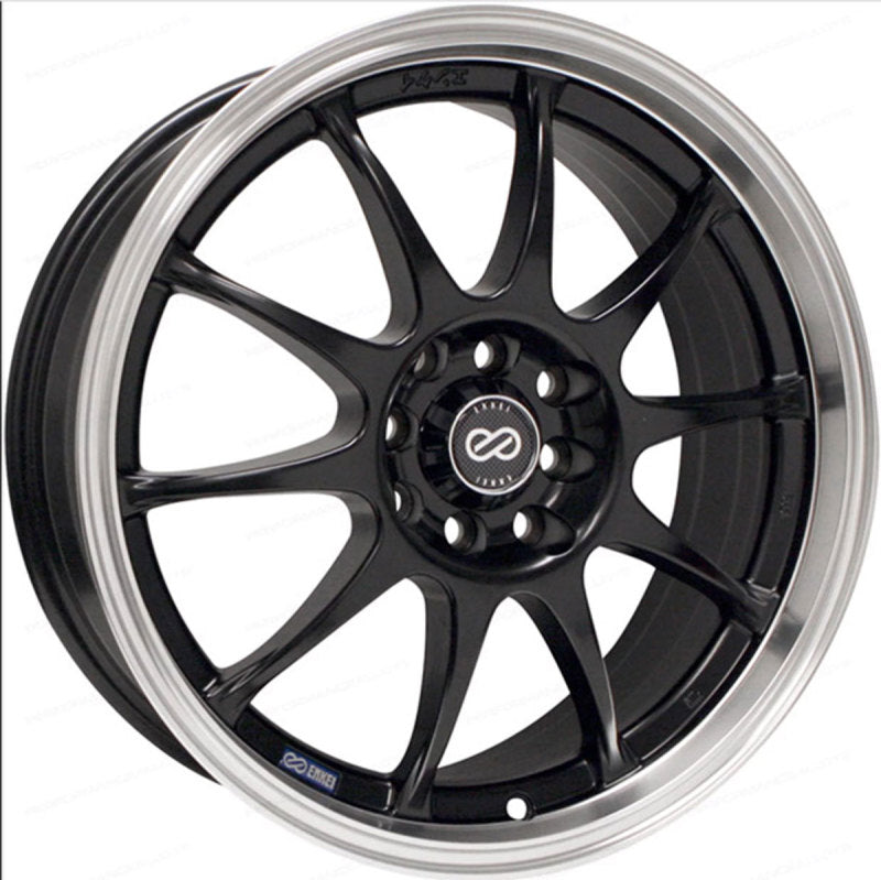 Enkei J10 15x6.5 4x100/114.3 38mm Offset 72.62mm Bore Dia Matte Black with Machined Lip Wheel