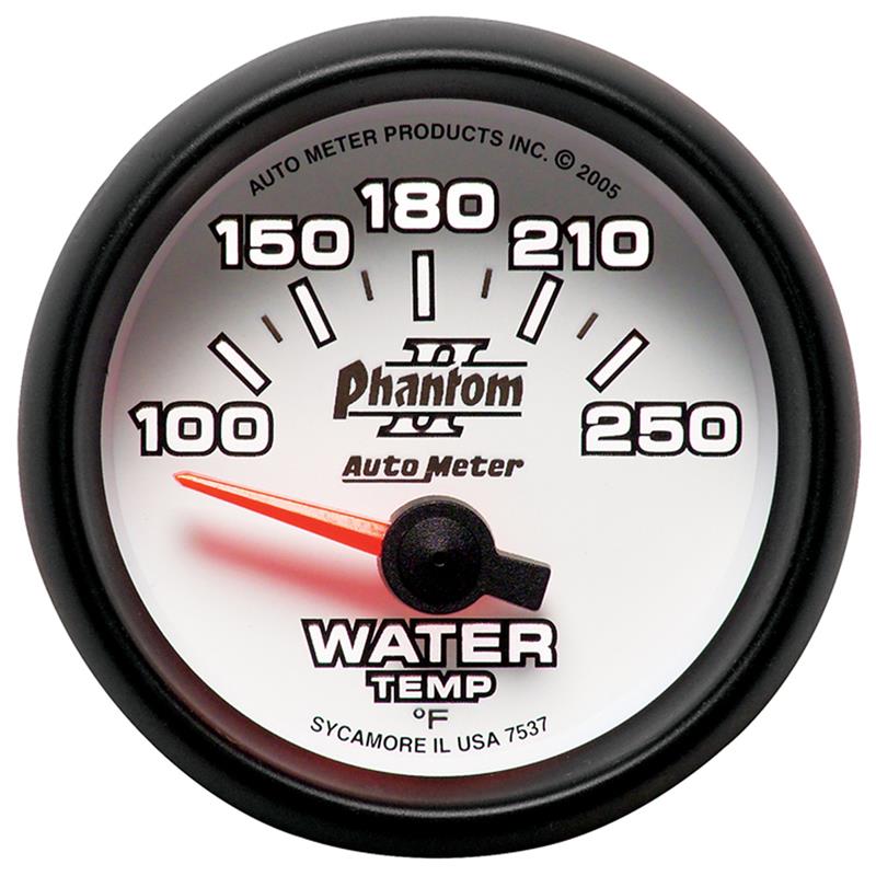 AutoMeter 7537 Phantom II 52.4mm Short Sweep Electric 100-250 Degrees F Water Temperature Gauge
