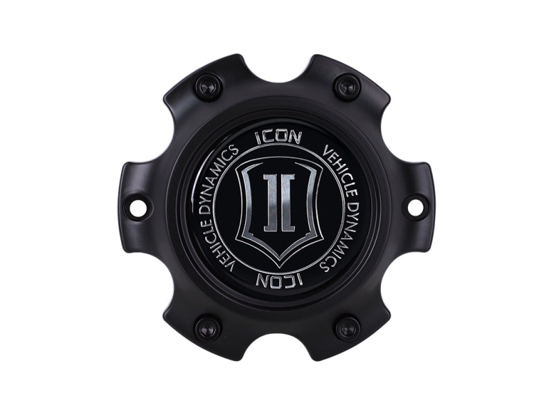 ICON 6x135 Embossed Center Cap - Satin Black/White