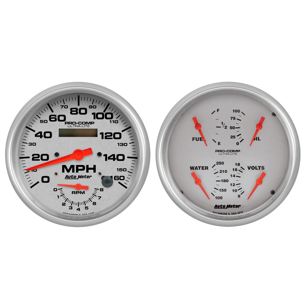 AutoMeter 4405 Ultra-Lite 2-Piece Gauge Kit Quad & Tachometer/Speedometer 5in