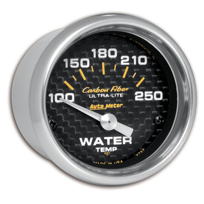 AutoMeter 4737 Carbon Fiber 52mm 100-250 Degrees F Electronic Water Temperature Gauge
