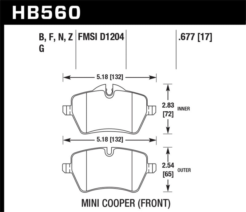 Hawk Performance HB560G.677 DTC-60 Motorsport Brake Pads