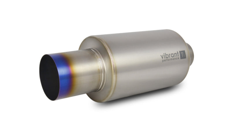 Vibrant Titanium Muffler w/Straight Cut Burnt Tip 2.5in. Inlet/2.5in. Outlet