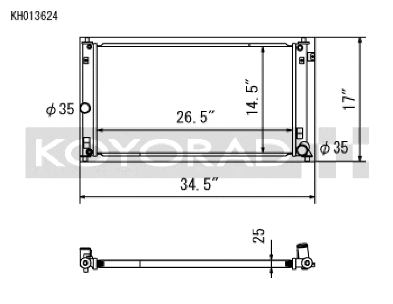 Koyo KH013624 for 2019 Toyota Corolla Hatchback 6MT and CVT (E210 Chassis) All Aluminum Radiator