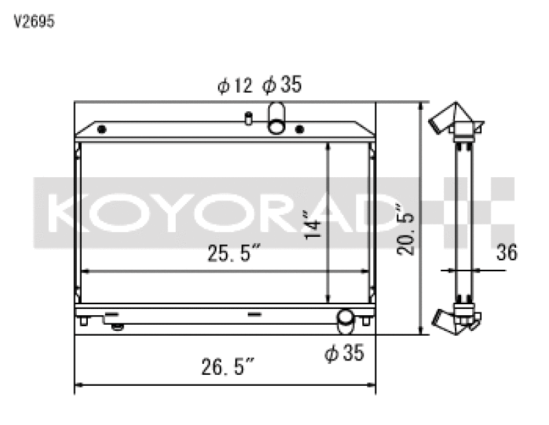 Koyo V2695 for 04-08 Mazda RX-8 1.3L (MT) Radiator