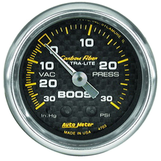 AutoMeter 4703 Carbon Fiber 52mm 30 PSI Mechanical Boost Gauge