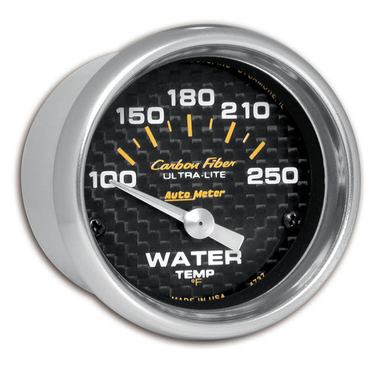 AutoMeter 4737 Carbon Fiber 52mm 100-250 Degrees F Electronic Water Temperature Gauge