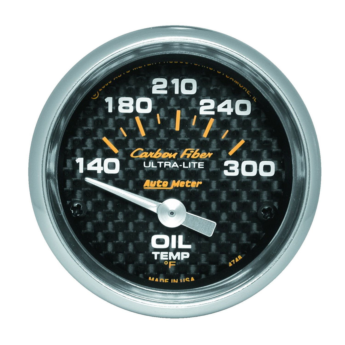 AutoMeter 4748 Carbon Fiber 52mm 140-300 Degrees F Electronic Oil Temperature Gauge