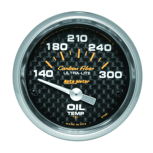 AutoMeter 4748 Carbon Fiber 52mm 140-300 Degrees F Electronic Oil Temperature Gauge
