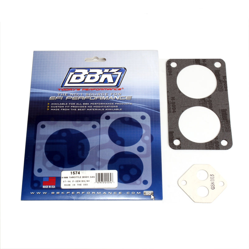 BBK Performance 1574 Throttle Body Gasket Kit Twin 61mm for 1987-1996 Ford F-150 / F-250 / F-350 / Bronco (5.0L / 5.8L / 7.5L)