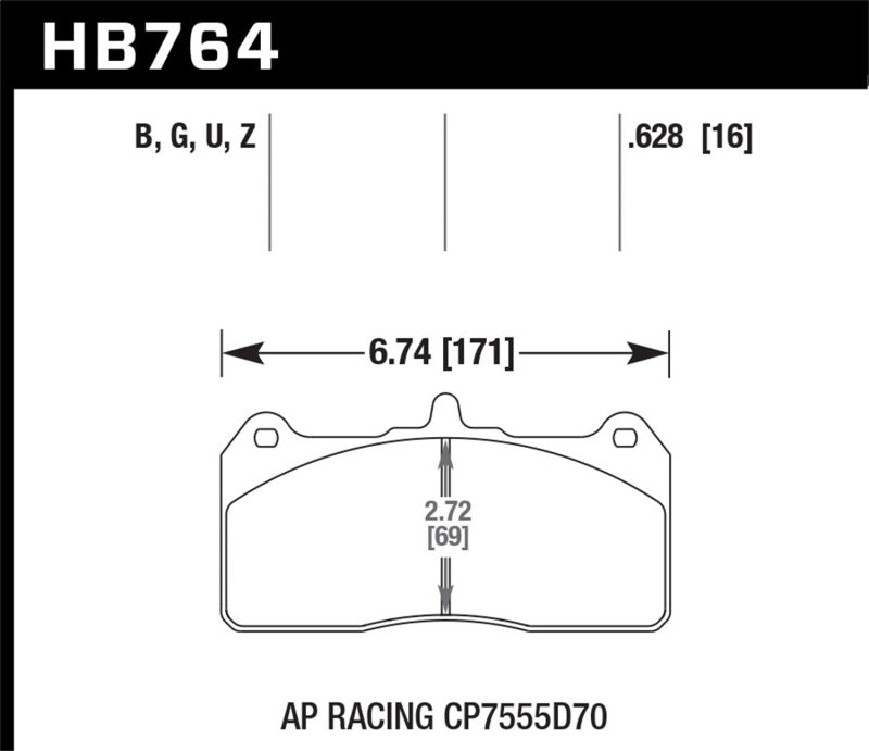 Hawk Performance HB764G.628 DTC-60 Motorsport Brake Pads