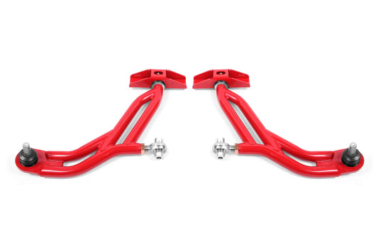 BMR 10-14 Ford Mustang Adj. Lower A-Arms with Delrin/Rod End / 18mm Tall Ball Joint - Red