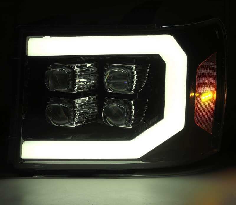 AlphaRex 880608 07-13 GMC 1500 HD NOVA LED Projector Headlights Plank - Jet Black w/Activation Light/Sequential Signal/DRL
