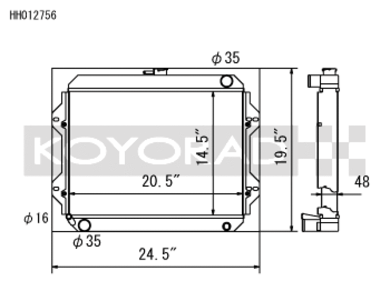 Koyo HH012756 for 76-77 Toyota Celica 2.2L I4 (MT) Radiator