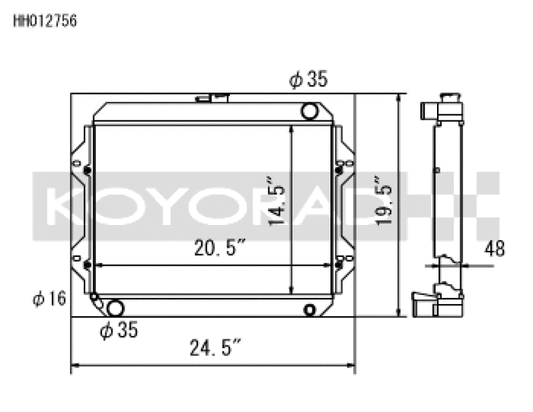 Koyo HH012756 for 76-77 Toyota Celica 2.2L I4 (MT) Radiator