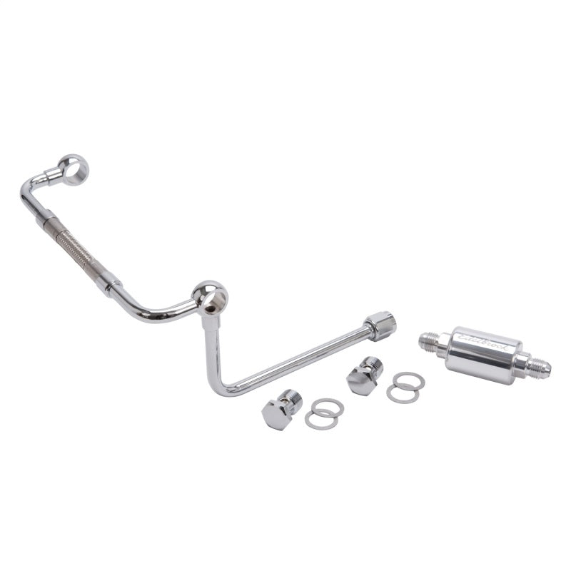 Edelbrock 8128 Dual Feed Line/Thunder Series Carburetor with Polished Fuel Filter
