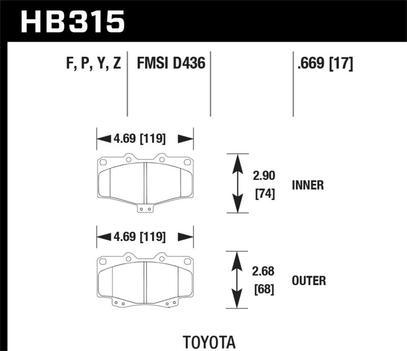 Hawk Performance HB315Y.669 LTS Light Truck and SUV Street Brake Pads