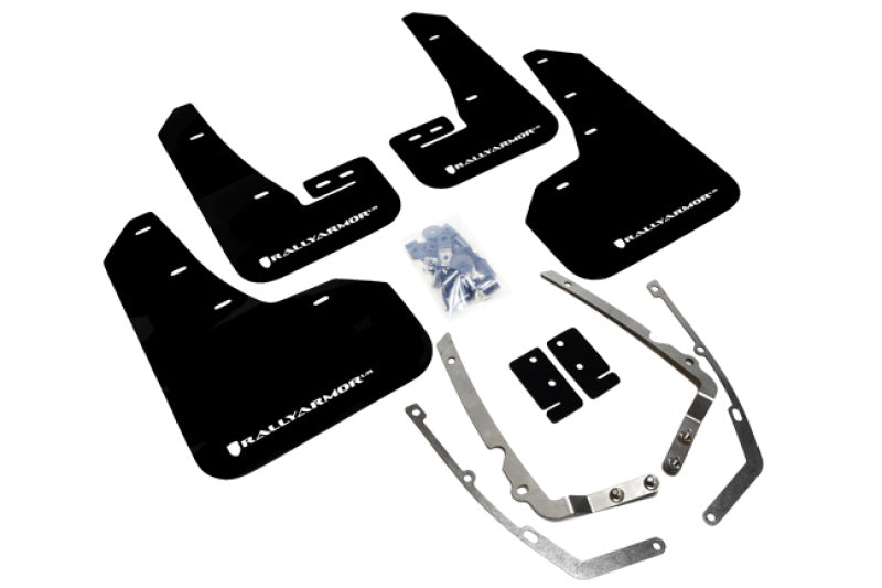 Rally Armor UR Mud Flaps - 2015-2018 Volkswagen GTI + 3 more fitments - Black/White Logo - #MF37-UR-BLK/WH