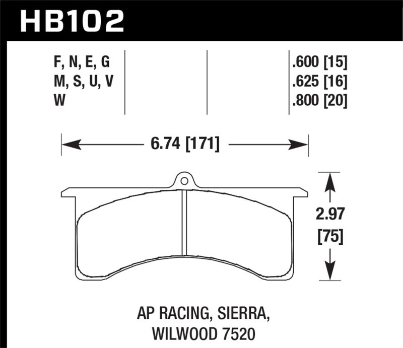 Hawk Performance HB102U.800 DTC-70 Motorsport Brake Pads