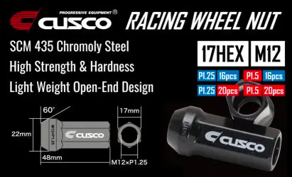 Cusco Racing Long Lug Nut Set 00B 738 12520B