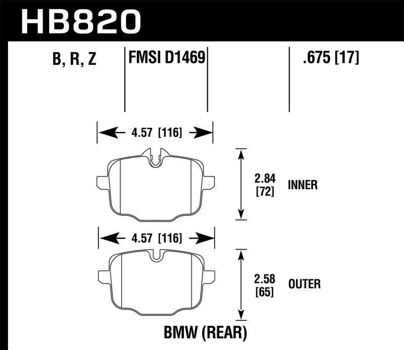 Hawk Performance HB820Z.675 Performance Ceramic Street Brake Pads