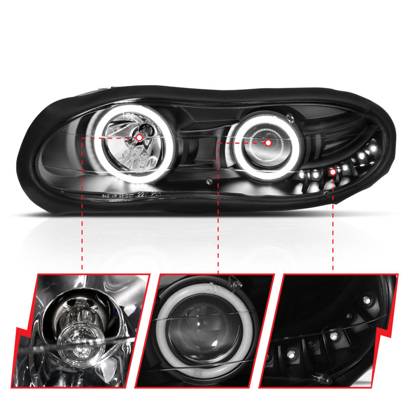 ANZO 1998-2002 Chevrolet Camaro LED Projector Headlights