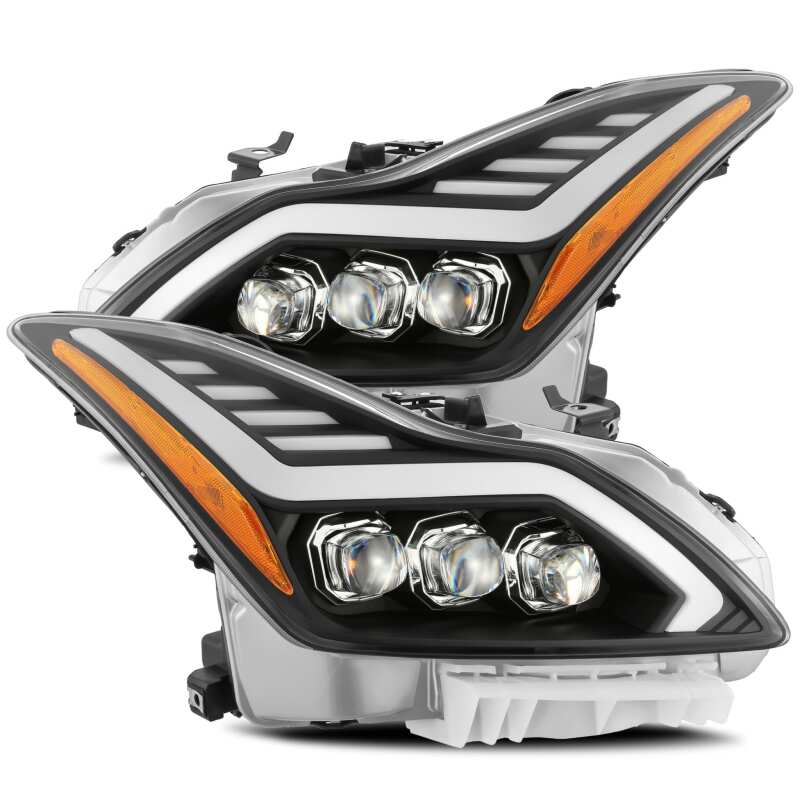 AlphaRex 881985 08-13 Infiniti G37 Coupe SD NOVA LED Projector Headlights Plank Gloss Black w/Activation Light/Sequential Signal