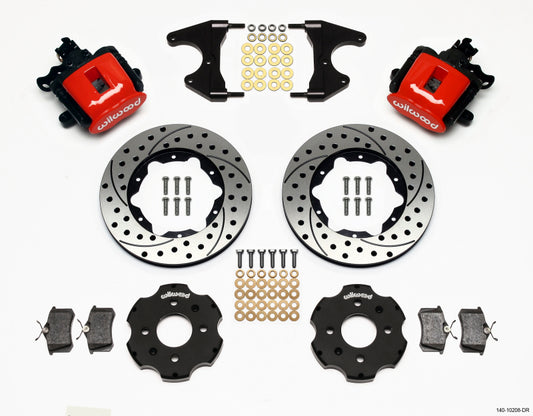 Wilwood Combination Parking Brake Rear Kit 11.00in Drilled Red Civic / Integra Drum 2.46 Hub Offset - #140-10208-DR