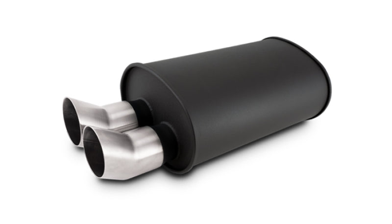 Vibrant Streetpower Flat Blk Muffler 9.5x6.75x15in Body 2.5in Inlet ID 12335