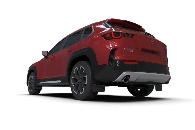 Rally Armor UR Mud Flaps - 2023-2025 Mazda CX-50 - Black/Red Logo - #MF107-UR-BLK-RD