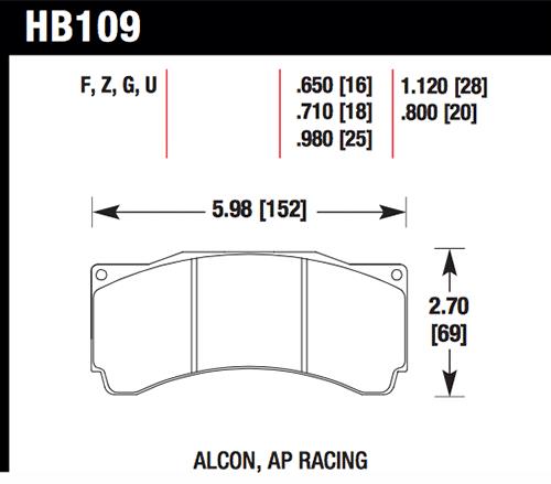 Hawk Performance HB109G.710 DTC-60 Motorsport Brake Pads