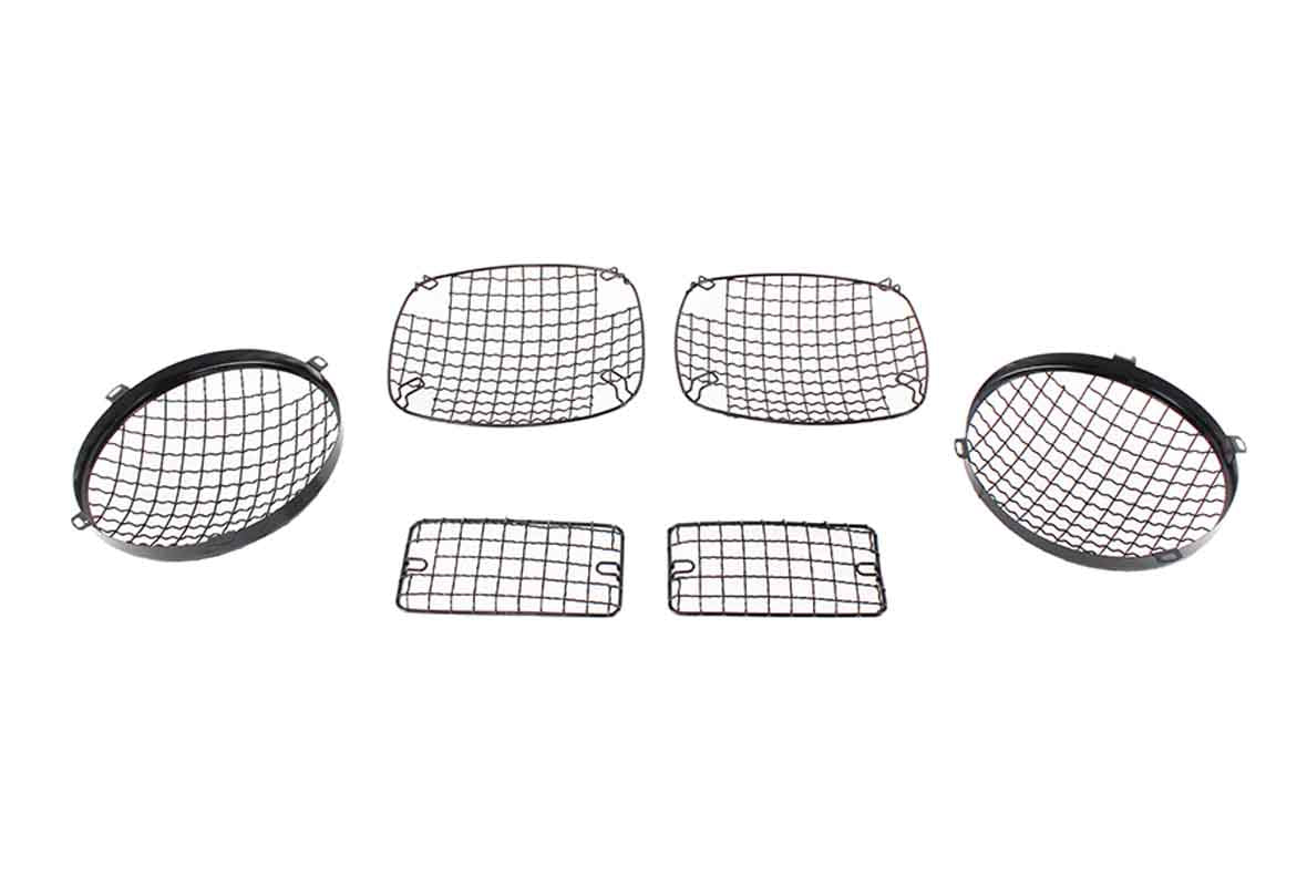 Kentrol 50488 Wire Mesh Light Guard Set 6 Piece for 1997-2006 Jeep Wrangler TJ LJ - Powdercoat Black