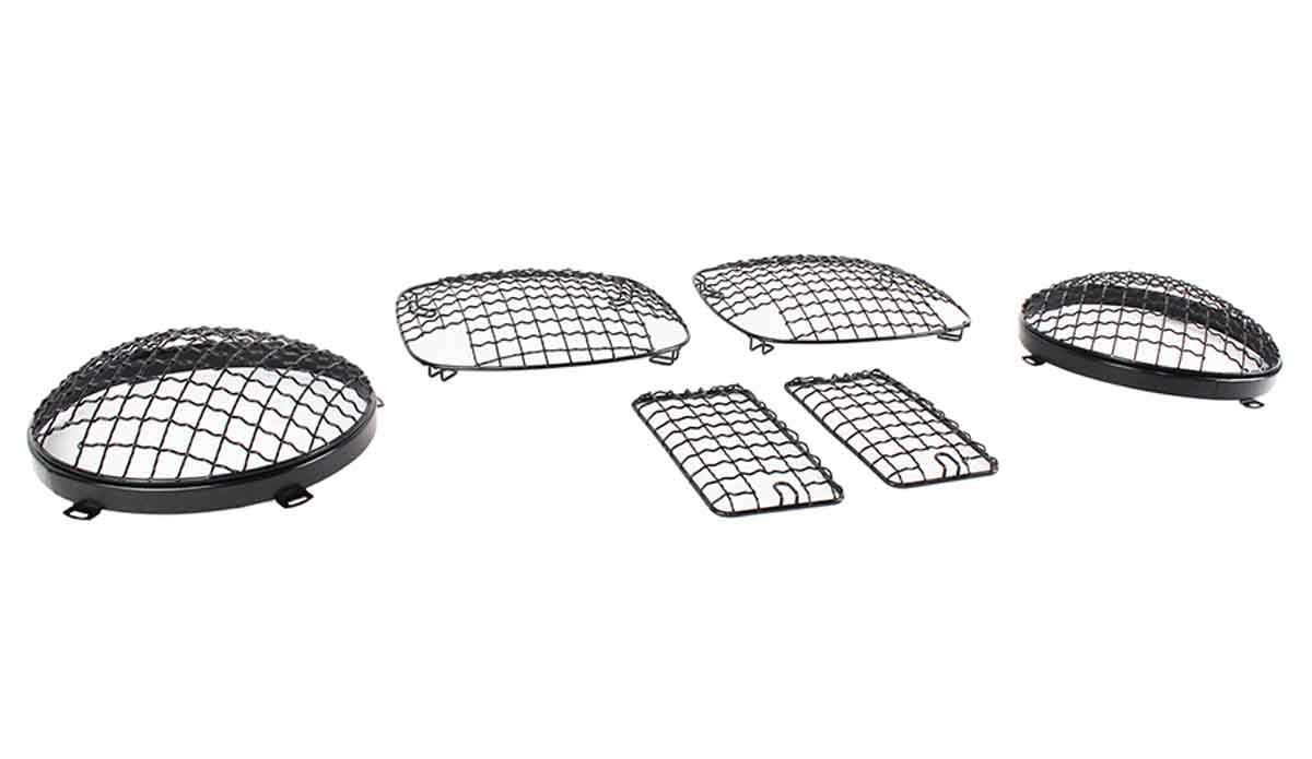 Kentrol 50488 Wire Mesh Light Guard Set 6 Piece for 1997-2006 Jeep Wrangler TJ LJ - Powdercoat Black