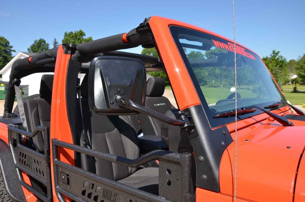 Kentrol 50496 E-Z Detach Side Mirrors Pair for 1997-2018 Jeep Wrangler TJ LJ JK - Powdercoat Black