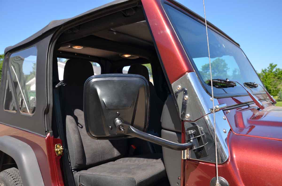 Kentrol 50496 E-Z Detach Side Mirrors Pair for 1997-2018 Jeep Wrangler TJ LJ JK - Powdercoat Black