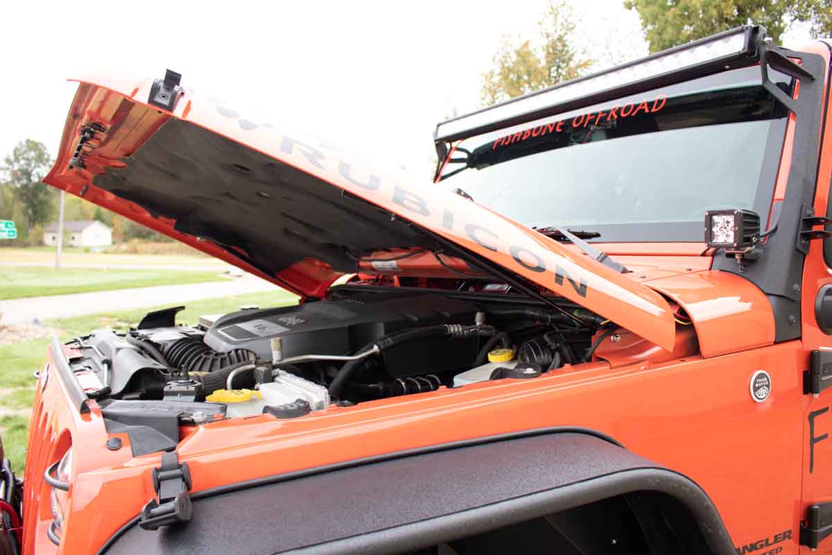 Kentrol 50730 Hood Lift Supports for 2007-2018 Jeep Wrangler JK - Powdercoat Black