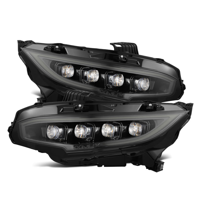 AlphaRex 880492 16-21 Honda Civic NOVA-Series LED Projector Headlights Alpha-Black w/Activation Light & Sequential.Signal / Switchback DRL