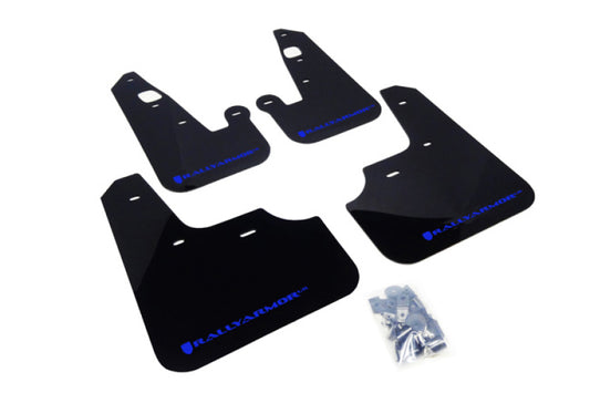 Rally Armor UR Mud Flaps - 2007-2017 Mitsubishi Lancer - Black/Blue Logo - #MF8-UR-BLK/BL