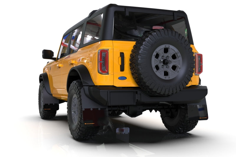 Rally Armor Mud Flaps - 2021-2025 Ford Bronco - RAL Hybrid Blk Flap/Blue - #MF85-RB-PL-ABL