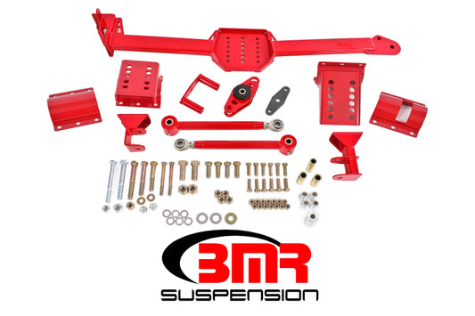 BMR 2005-2014 S197 Mustang Body Mount Watts Link Rod End/Poly with Adj. Axle Clamps - Red
